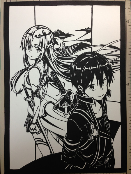 切り絵 Sao キリト アスナ ねこまじん さんのイラスト ニコニコ静画 イラスト