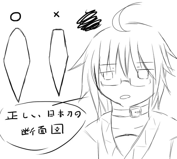 5分で描いた 森近霖之助の正しい日本刀断面図 黒羽 河童67号 さんのイラスト ニコニコ静画 イラスト