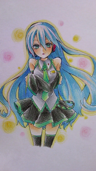 一発描きの初音さん カラー メアリー さんのイラスト ニコニコ静画 イラスト