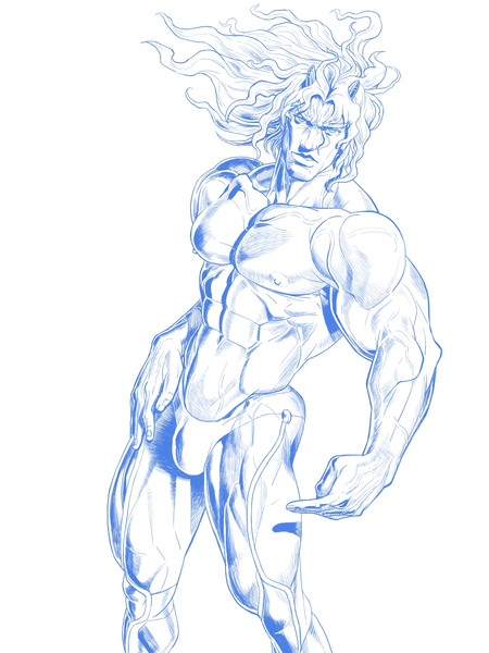 アニメジョジョに柱の男 サンタナがそろそろ出そうなんで描いてみた まだ線画だけど ౪ ガレオリア さんのイラスト ニコニコ静画 イラスト