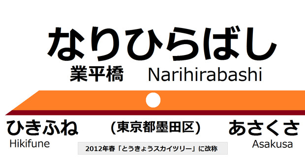 東武伊勢崎線業平橋駅名標