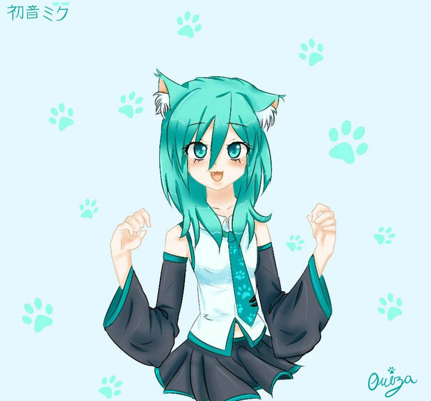 初音ミク猫耳 ウィーザ さんのイラスト ニコニコ静画 イラスト