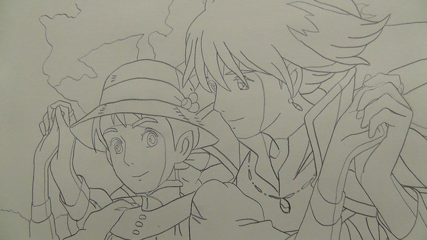シャーペン線画 ハウルの動く城 街の上を魔法で散歩 Animesekai1984 さんのイラスト ニコニコ静画 イラスト