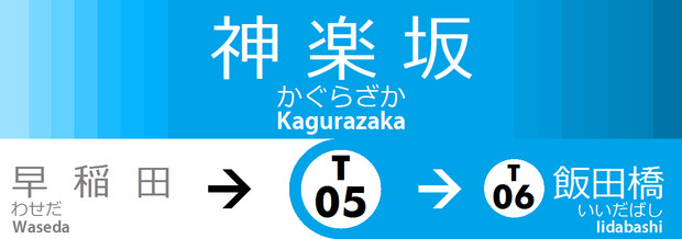 架空デザイン駅名標 神楽坂駅の場合 東京メトロ Railmusics さんのイラスト ニコニコ静画 イラスト