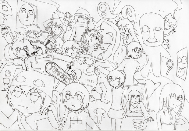 美術の自由課題でキャラクター沢山描いてみた 甘宮ソラ さんのイラスト ニコニコ静画 イラスト