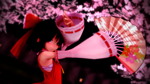 にがもん式霊夢と桜と扇子 Yamikumohamster さんのイラスト ニコニコ静画 イラスト