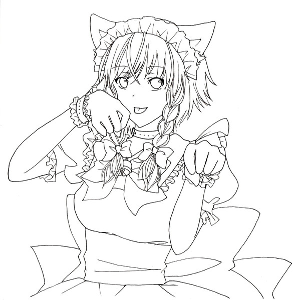 線画 ネコミミメイド ｘ 咲夜 しの さんのイラスト ニコニコ静画 イラスト