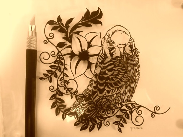 切り絵 セキセイインコ オリジナル ぱりん さんのイラスト ニコニコ静画 イラスト