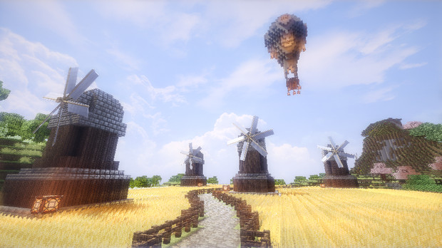 Minecraft 風車のある小麦畑 Pero さんのイラスト ニコニコ静画 イラスト