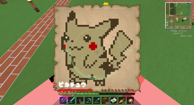 Minecraft 黄色い電気ネズミのマップをもらった ポケモン 水依100 さんのイラスト ニコニコ静画 イラスト