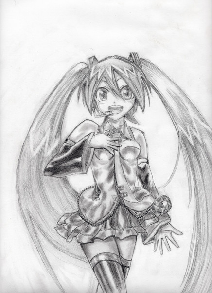 以前模写して鉛筆画にしたミクさんの続き ソルト さんのイラスト ニコニコ静画 イラスト