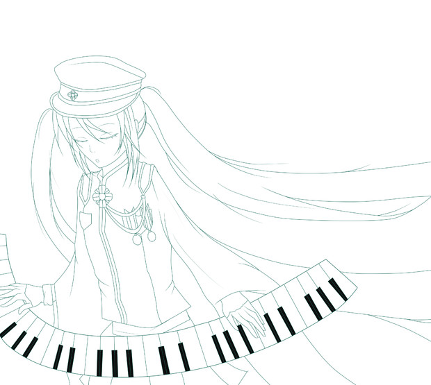 千本桜の Piano Ver みたいな線画 タニ セノ さんのイラスト ニコニコ静画 イラスト