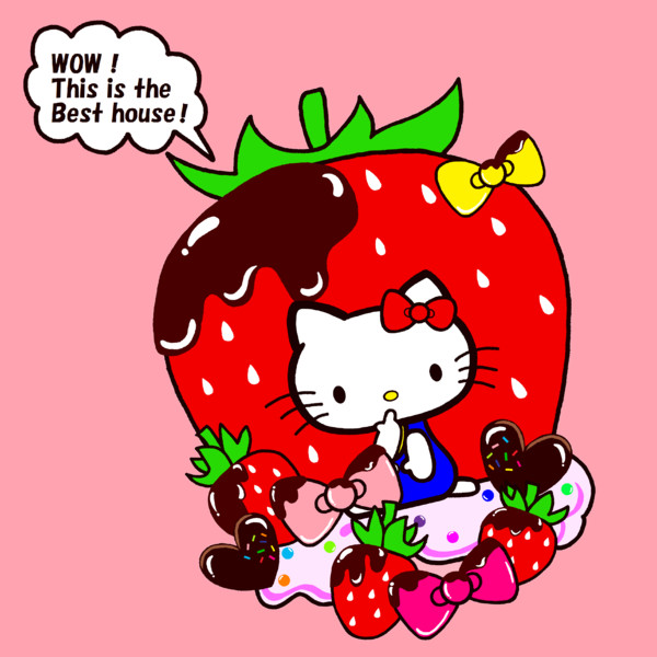 キティ おおきなイチゴとチョコレートのおうち リメイクしてみた せりる さんのイラスト ニコニコ静画 イラスト