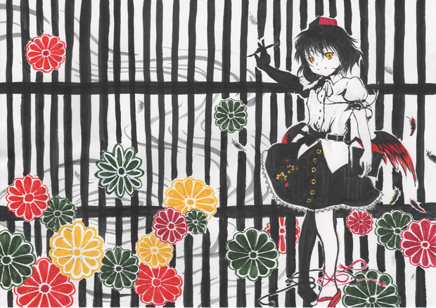 和風な雰囲気で射命丸文かいてみました ｃｖｓ さんのイラスト ニコニコ静画 イラスト