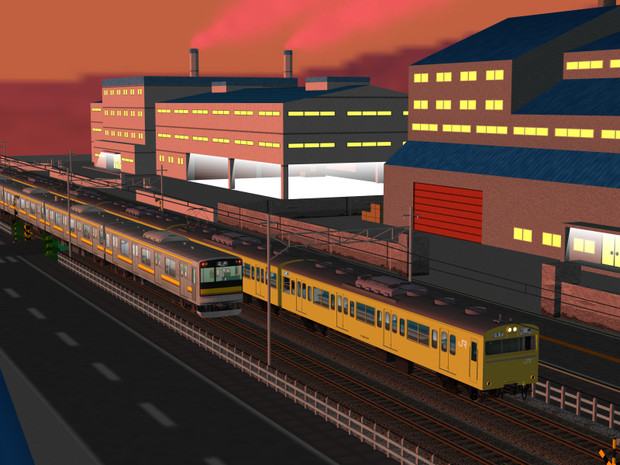 【RailSim】 夕暮れの工業地帯(修正版)