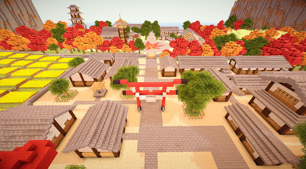 Minecraft 和風 秋の町 Roxac さんのイラスト ニコニコ静画 イラスト