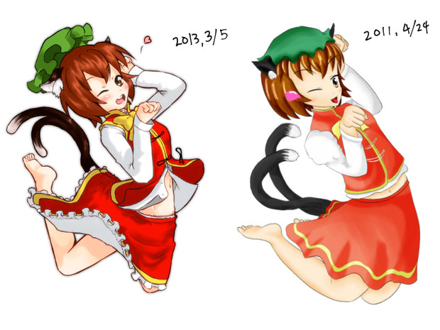橙で新旧絵比較してみた ポンコツ とんかつ さんのイラスト ニコニコ静画 イラスト
