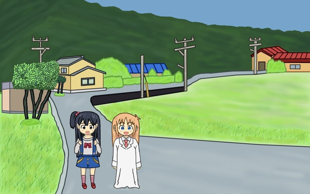 はかせとあんこと田舎道 ニコニコ静画 イラスト