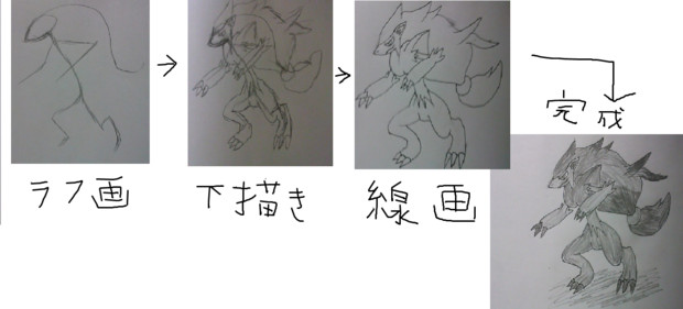 ゾロアークを描き終わるまでの流れ ミノムシex さんのイラスト ニコニコ静画 イラスト