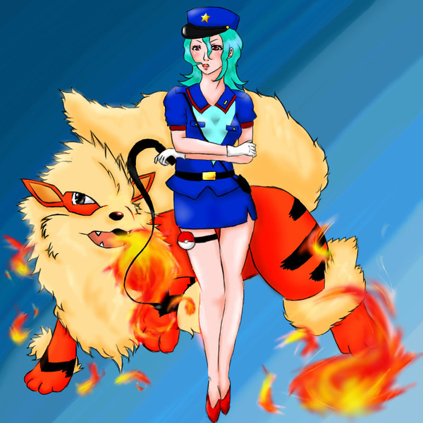 ポ モンの警察官と炎吐く番犬を描いてみた シンジ さんのイラスト ニコニコ静画 イラスト