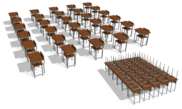 学校の机と椅子 整列 Gonbe さんのイラスト ニコニコ静画 イラスト