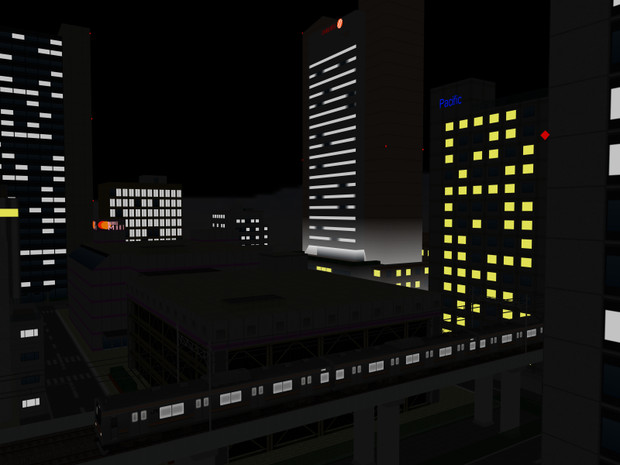【RailSim】 夜のオフィス街