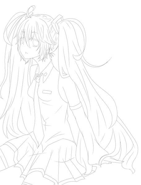 初音ミク 線画 比坂遊麻 さんのイラスト ニコニコ静画 イラスト