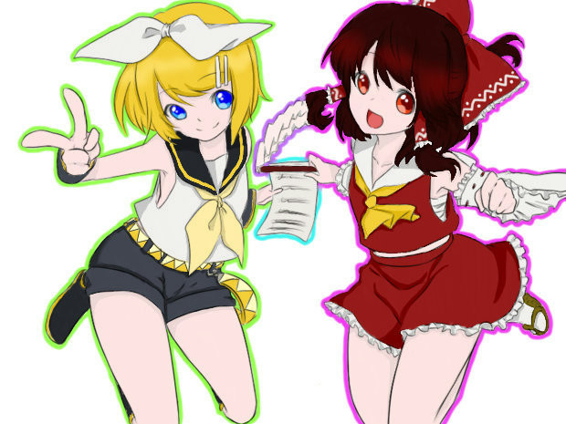 鏡音リンand博麗霊夢 有紀夜 さんのイラスト ニコニコ静画 イラスト