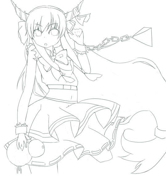 東方 萃香 塗り絵 すぱげっちぃ さんのイラスト ニコニコ静画 イラスト