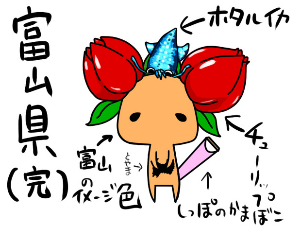 富山県のイメージをゆるキャラにして描いてみた