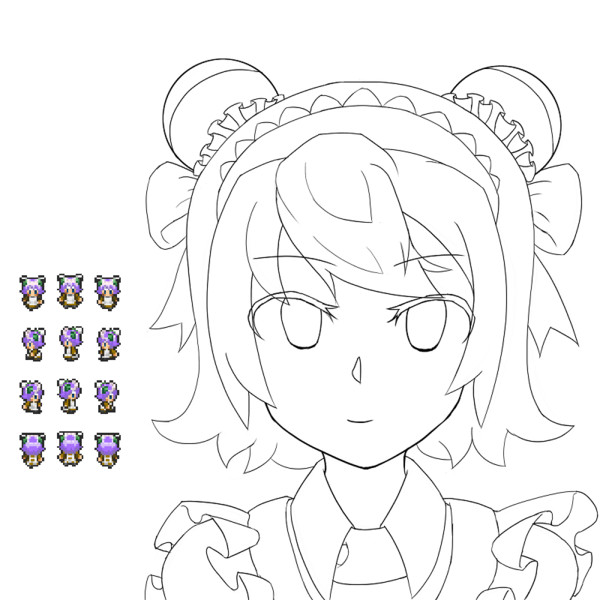 お団子ツインリボンメイド ニコニコ静画 イラスト