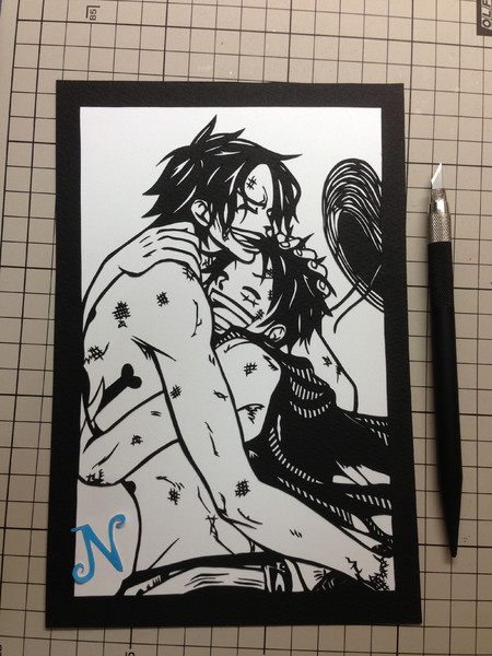 切り絵 エース ルフィ ねこまじん さんのイラスト ニコニコ静画 イラスト
