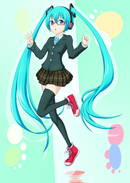 ニーハイ制服メガネの初音ミク はつねネガメ さんのイラスト ニコニコ静画 イラスト