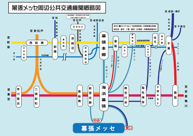 幕張メッセ周辺の公共交通機関概略図