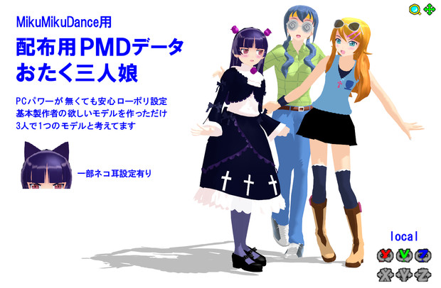 MMD おたく三人娘 配布しました