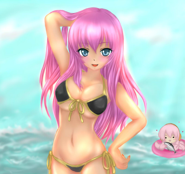 水着ルカさんとたこルカさん