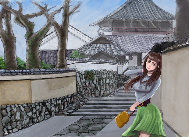油絵二月堂より大仏殿