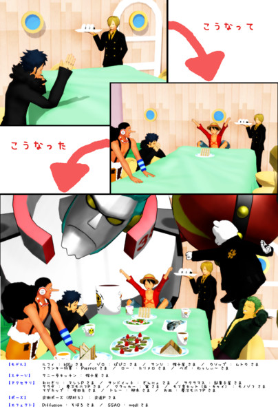 Mmd サニー号での食事的な何か Saiha さんのイラスト ニコニコ静画 イラスト