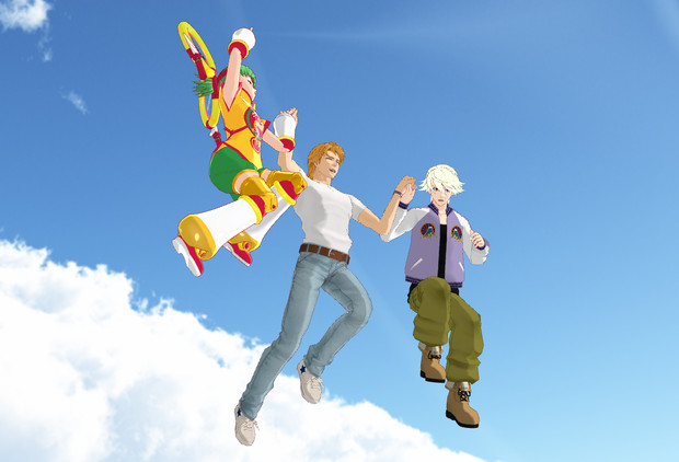 手をつないでジャンプ Mmdタイバニ ねね にゃんぱらり さんのイラスト ニコニコ静画 イラスト