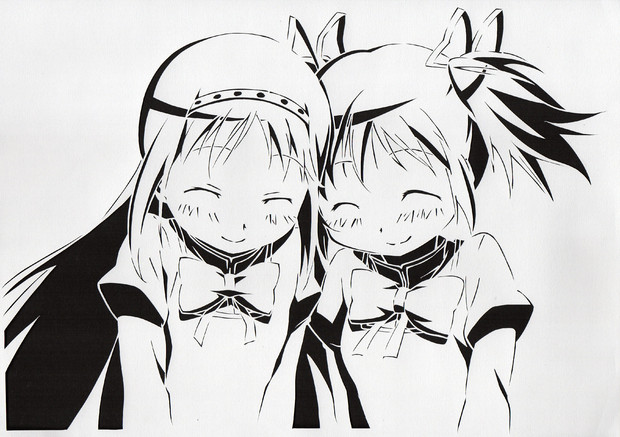 切り絵 まどほむ頬ずり ぞんめ さんのイラスト ニコニコ静画 イラスト