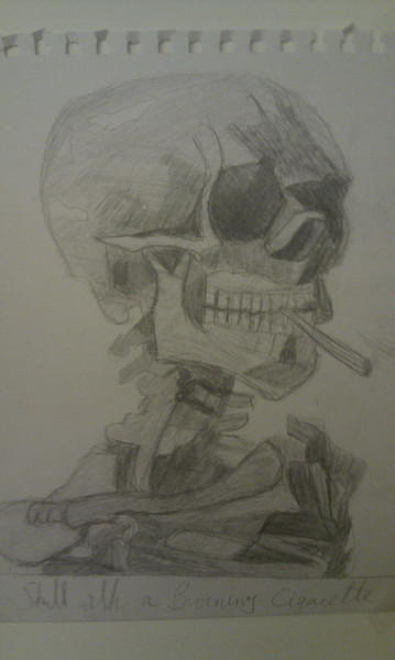 Skull with a Burning Cigarette