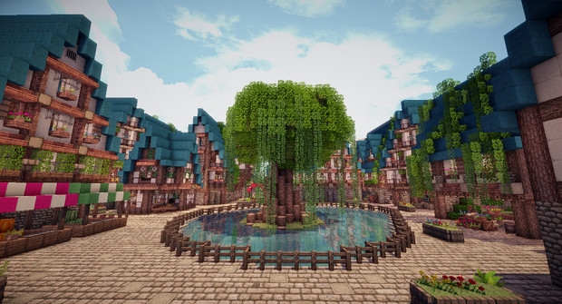 Minecraft 青い屋根の街 ゆゆこ さんのイラスト ニコニコ静画 イラスト