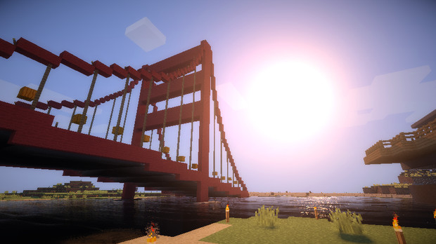 [Minecraft]金門橋みたいなものを作ってみた