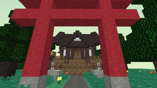 【Minecraft】鳥居と神社と狛犬