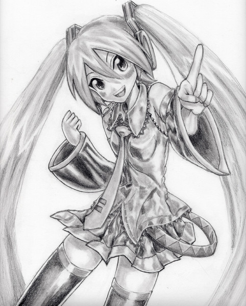 ミクさん模写 鉛筆画です ソルト さんのイラスト ニコニコ静画 イラスト