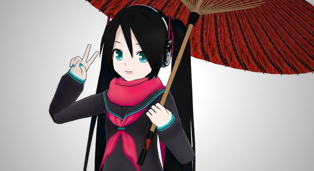 黒セーラー 黒髪 赤リボン 赤い番傘 さんのイラスト ニコニコ静画 イラスト