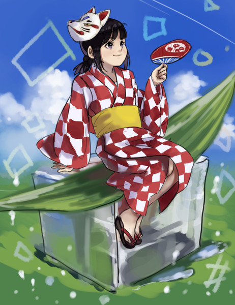 氷にぺったり座る浴衣少女 ロッド さんのイラスト ニコニコ静画 イラスト