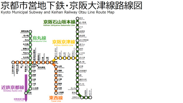 京都市営地下鉄・京阪大津線路線図
