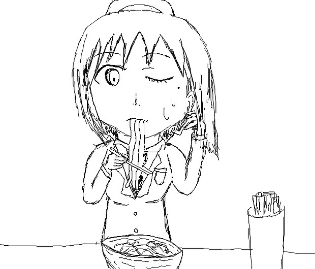 またうどんを食べてる女の子を描いてみた たしのき さんのイラスト ニコニコ静画 イラスト