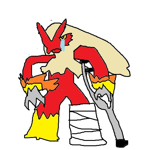飛び膝蹴り外して治療中のバシャーモ たけのこ さんのイラスト ニコニコ静画 イラスト